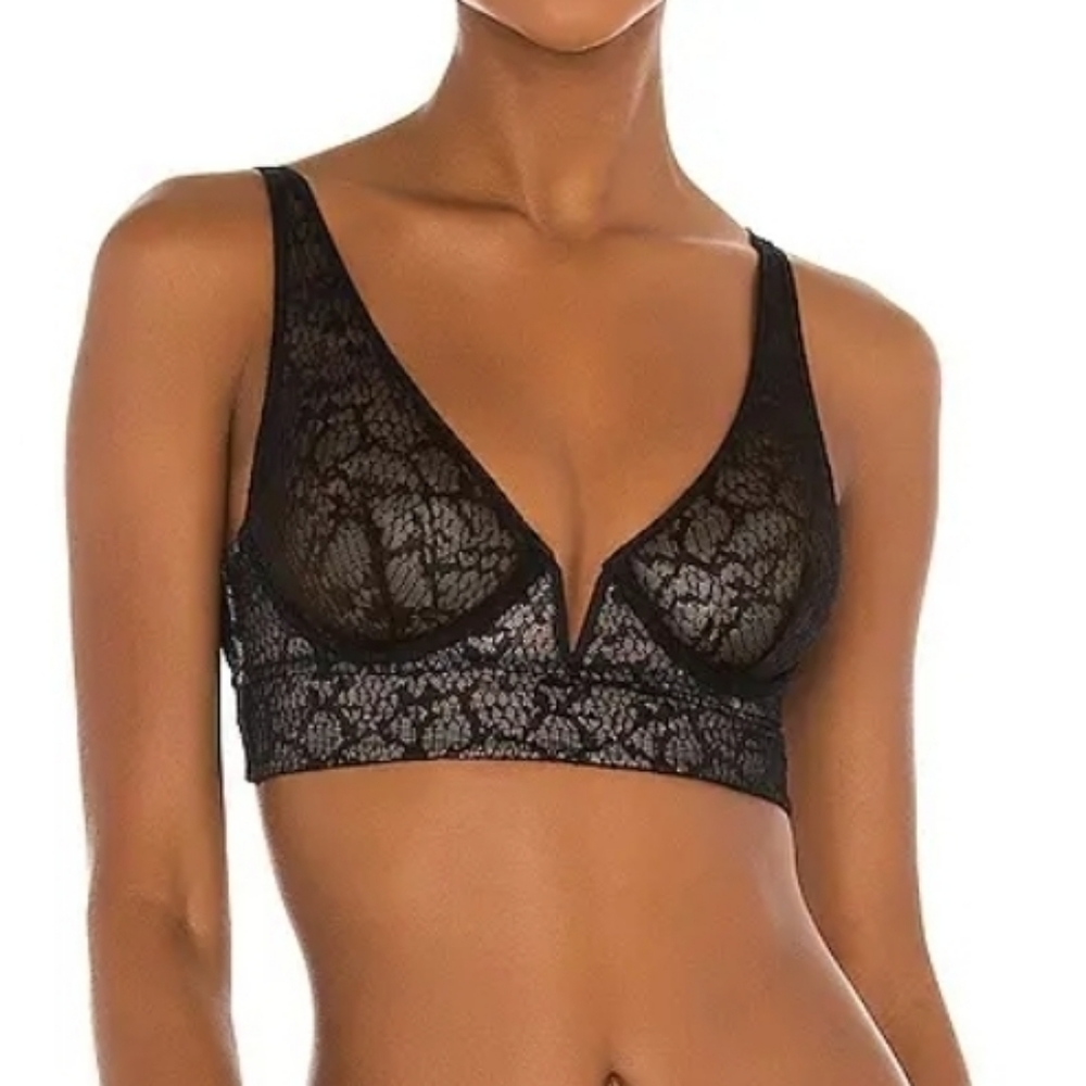 Free People Tameeka Underwire Lace Sheer Black Bra